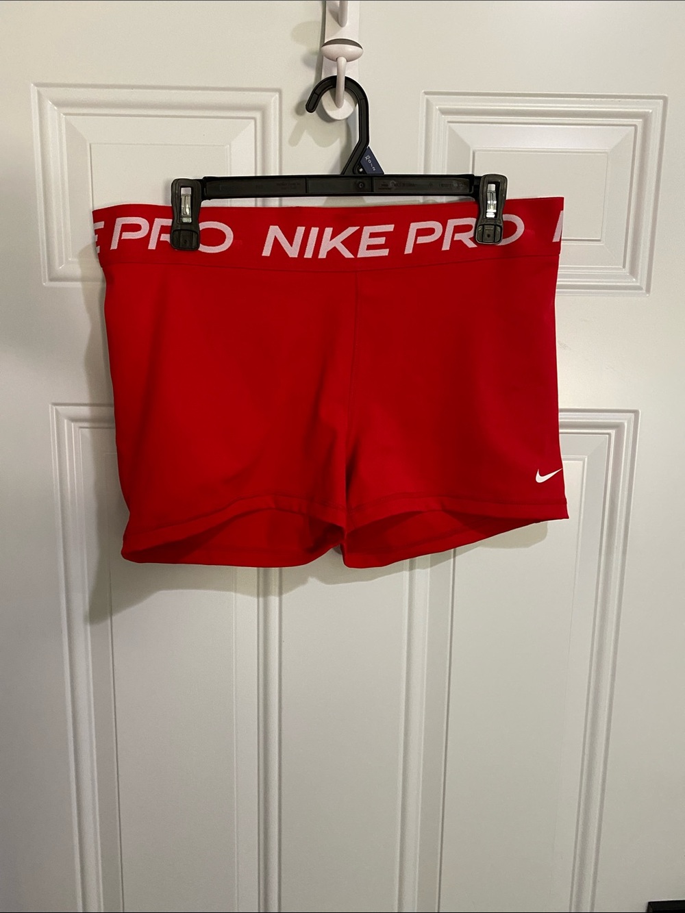 Nike Red Women's Pro Bike Shorts with White Swoosh